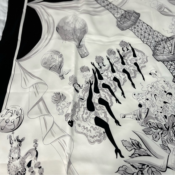 Vintage 1997 Dana Buchman Paris Scene Scarf W/ French Landmarks (Oversiz… - Picture 6 of 10